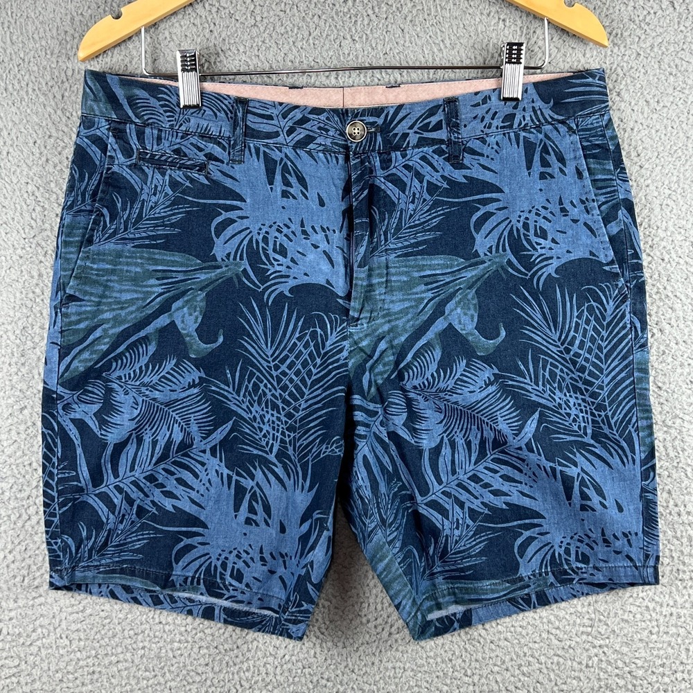 Johnnie O Roxbury Shorts Mens‎ 33 Blue Hawaiian Floral AOP Chino Meas. 34x8
